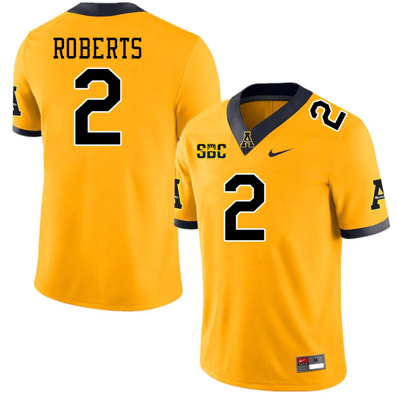 Appalachian State Mountaineers #2 Kanye Roberts College Football Jerseys Stitched-Gold Appalachian State Mountaineers #2 Kanye Roberts College Football Jerseys Stitched-Gold